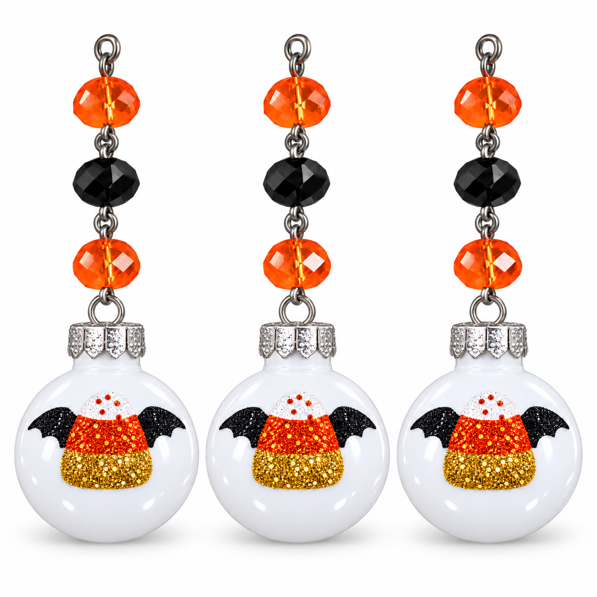 2" MINI HALLOWEEN BALL ORNAMENT (SET/3)– BATTY CANDY CORN