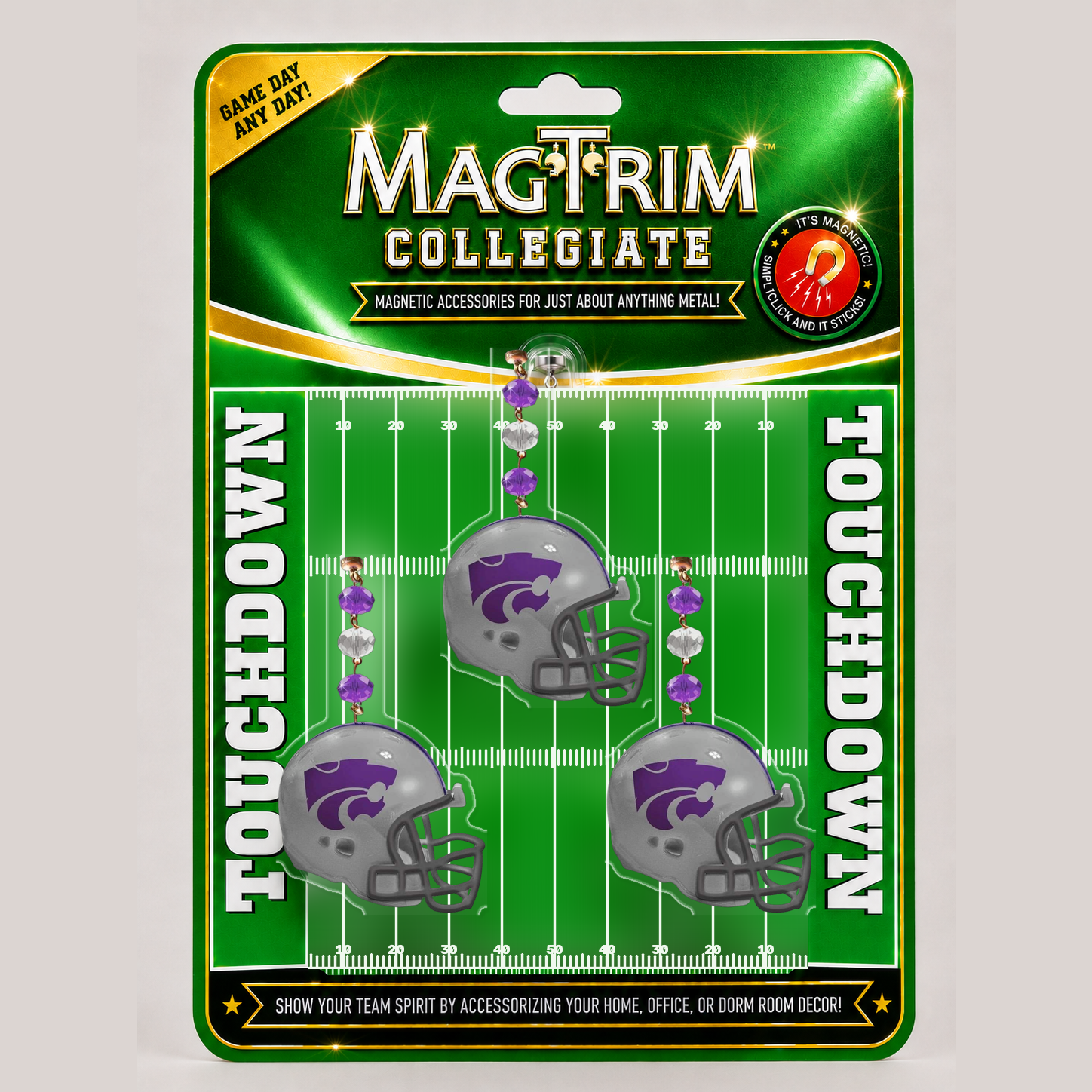 Kansas State University - Helmet  (set of 3)   MAGNETIC ORNAMENT