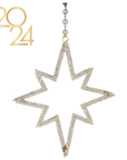 CLEAR JEWELED STAR (Set/1) MAGNETIC CHANDELIER ORNAMENT