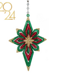 GLITTER RED/GREEN STAR (Set/3) MAGNETIC CHANDELIER ORNAMENT