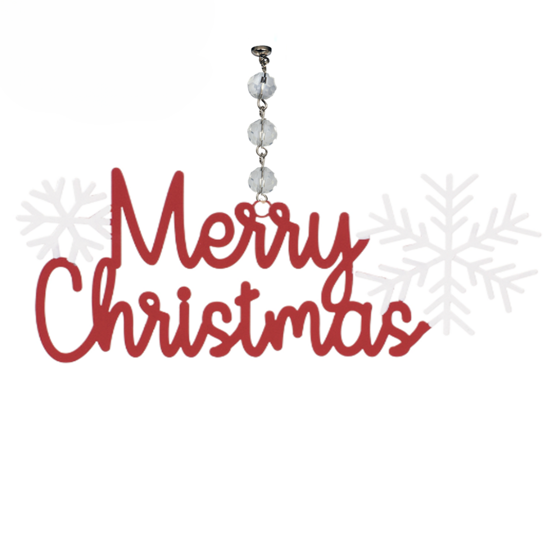 RED/WHITE MERRY CHRISTMAS (Set/1) MAGNETIC CHANDELIER ORNAMENT