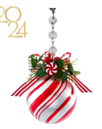 HOLLY PEPPERMINT BALL (Set/1) MAGNETIC CHANDELIER ORNAMENT