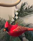 GLASS CARDINAL (Set/1) OR (SET/3) MAGNETIC CHANDELIER ORNAMENT