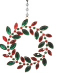 CRYSTAL JEWELED GLITTER WREATH (Set/1) OR (SET/3) MAGNETIC CHANDELIER ORNAMENT