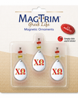 Greek Logo Crystal - Badge- Chi Omega   (Set of 3) MAGNETIC ORNAMENT Blister Pack  Set/3