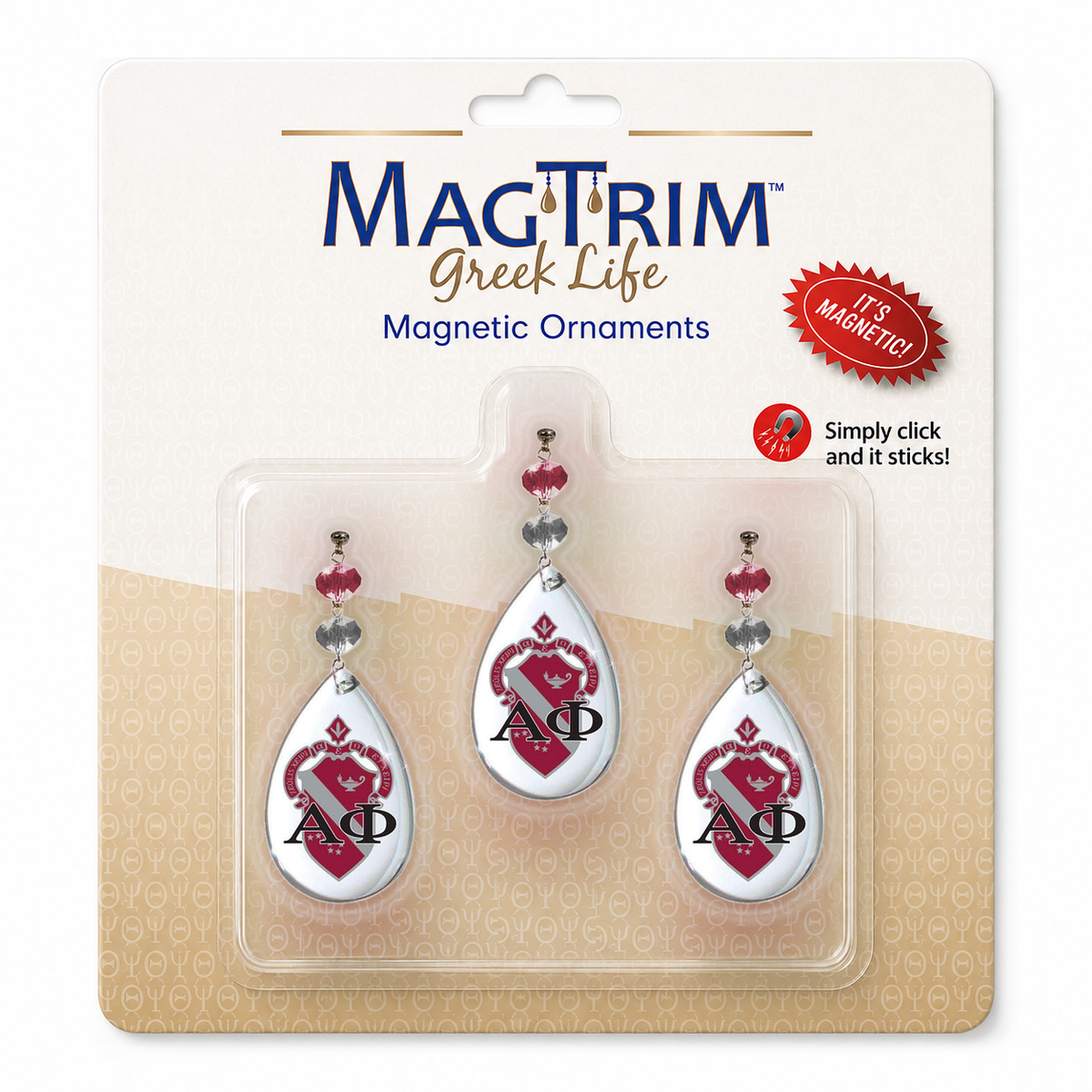 Greek Logo Crystal - Crest- Alpha Phi   (Set of 3) Blister Pack  Set/3