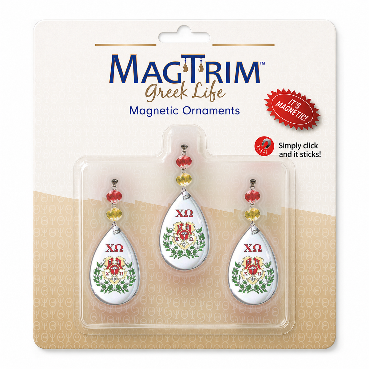 Greek Logo Crystal - Crest- Chi Omega MAGNETIC ORNAMENT