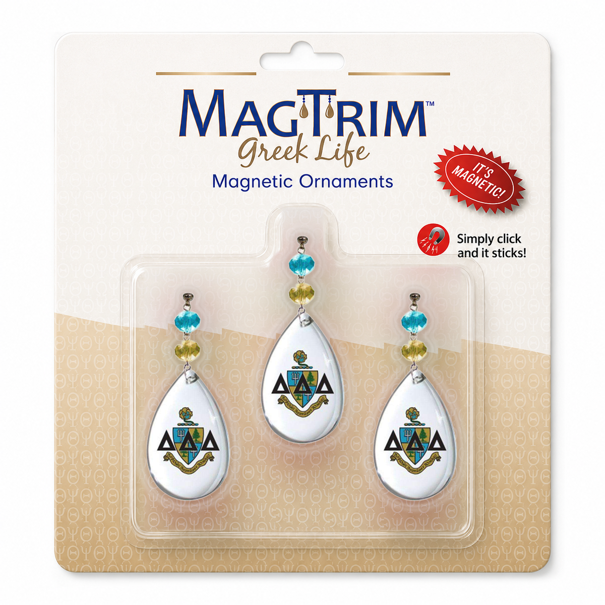 Greek Logo Crystal - Crest- Delta Delta Delta MAGNETIC ORNAMENT