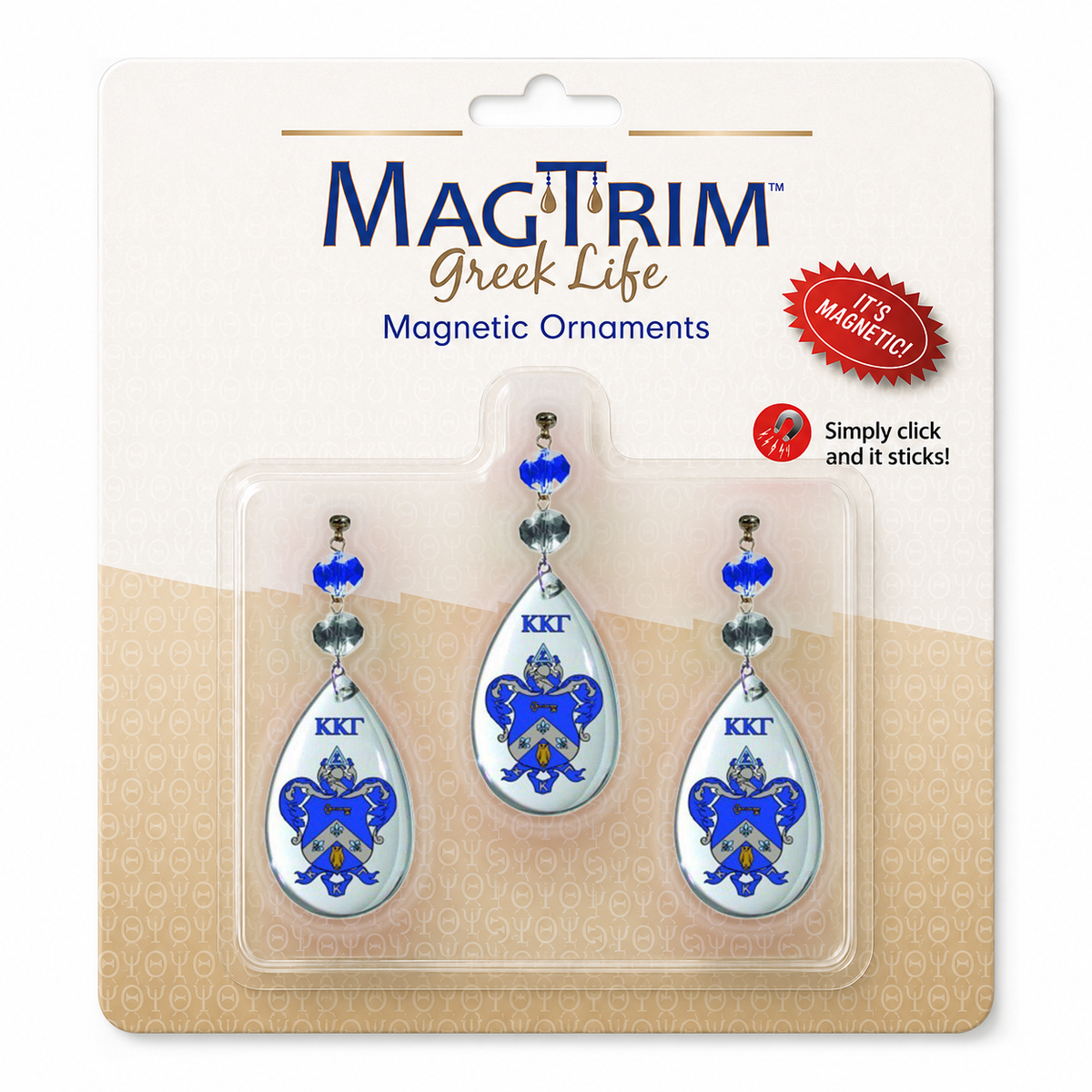 Greek Logo Crystal - Crest - Kappa Kappa Gamma (Set of 3) MAGNETIC ORNAMENT Blister Pack  Set/3