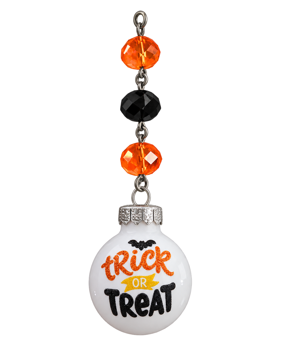 2" MINI HALLOWEEN BALL ORNAMENT (SET/3)– WHITE TRICK OR TREAT