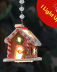 LIGHT UP GINGERBREAD HOUSE (Set 1) - Multiple Styles -MAGNETIC CHANDELIER ORNAMENT