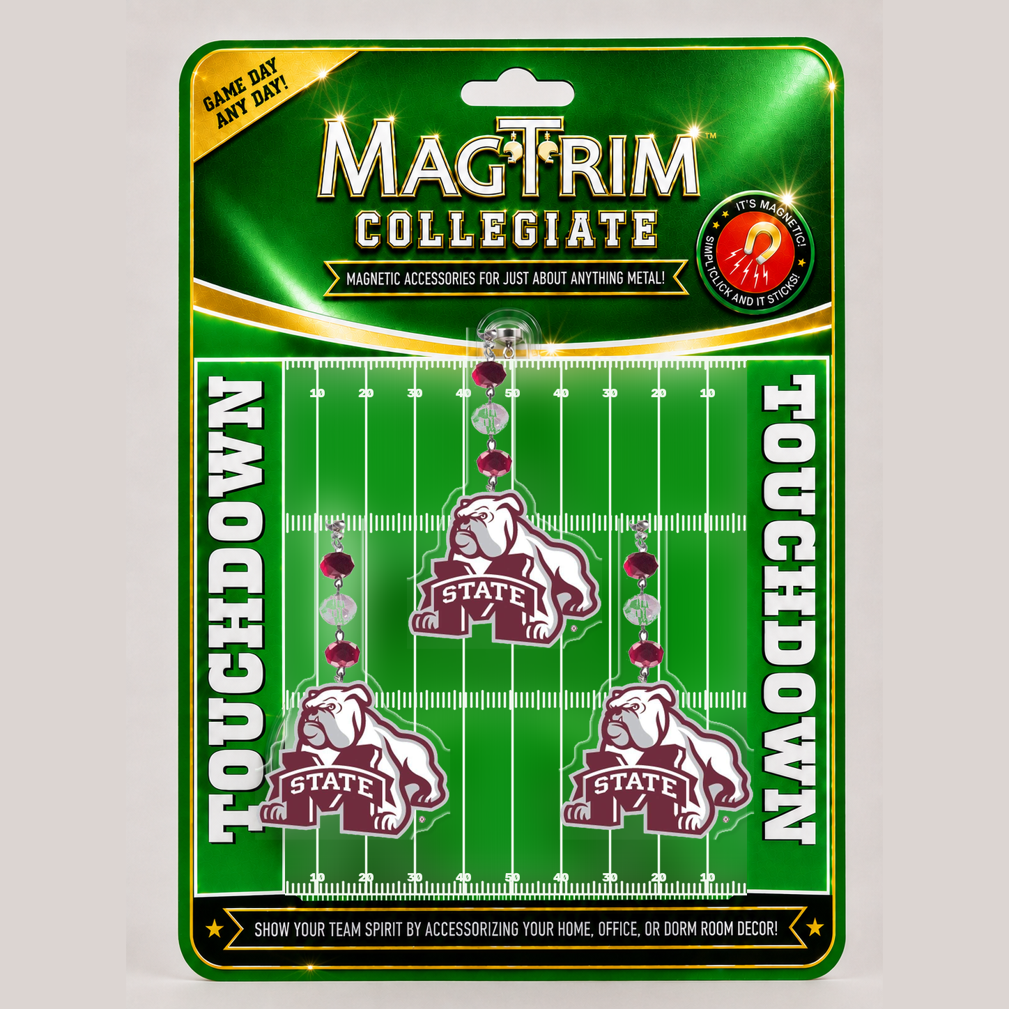 Mississippi State University  - Logo Acrylic  (set of 3)   MAGNETIC ORNAMENT