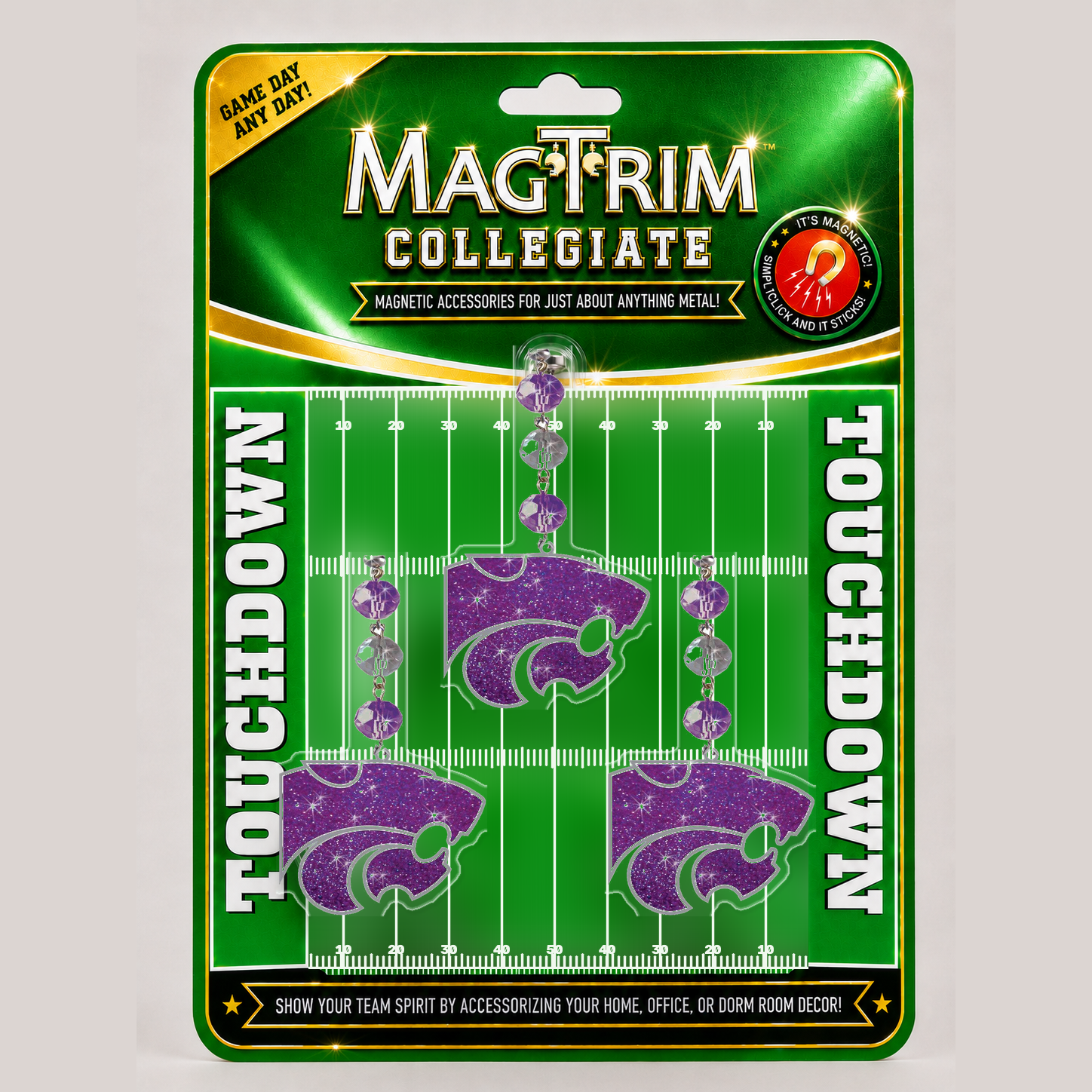 Kansas State University - logo BLING  (set/3)  MAGNETIC ORNAMENT