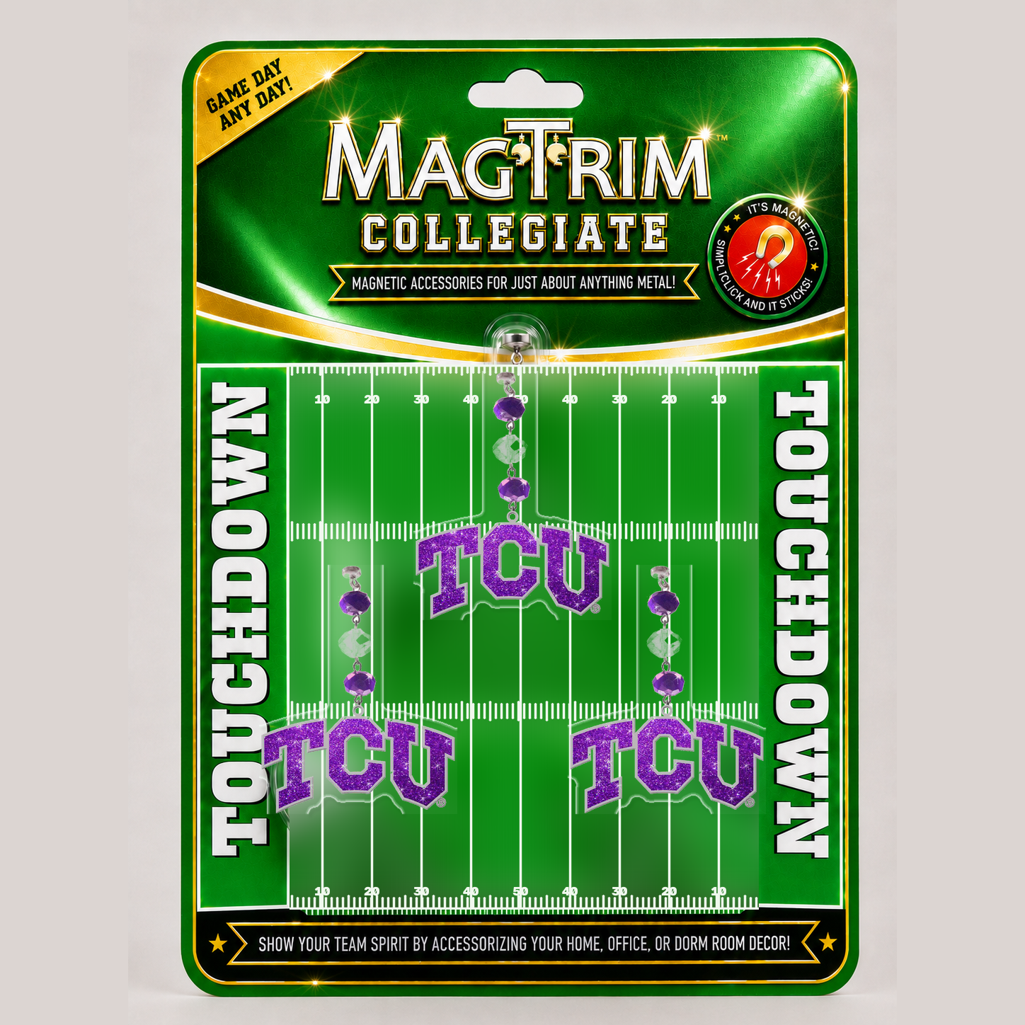 Texas Christian University - Logo Bling  (set of 3) MAGNETIC ORNAMENT