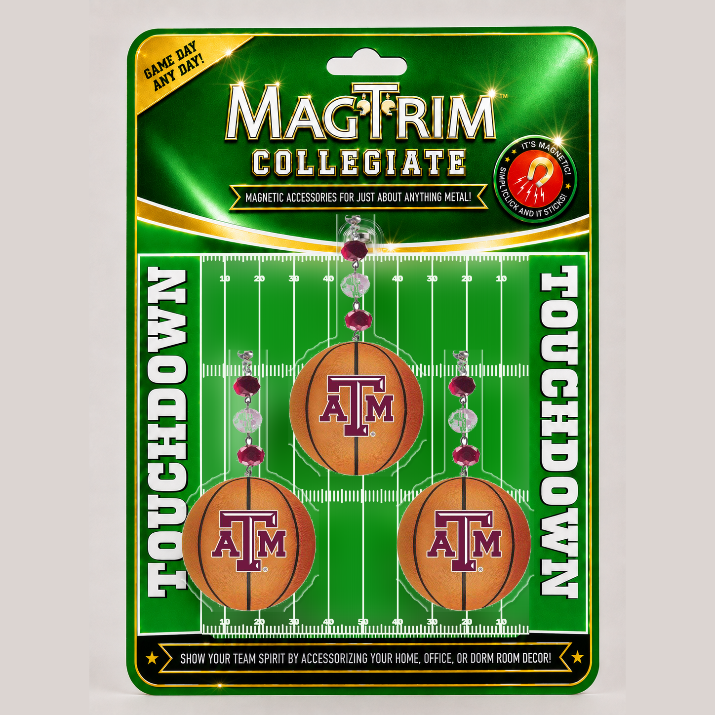 Texas A &amp; M  University - Team BASKETBALL (set of 3)   MAGNETIC ORNAMENT