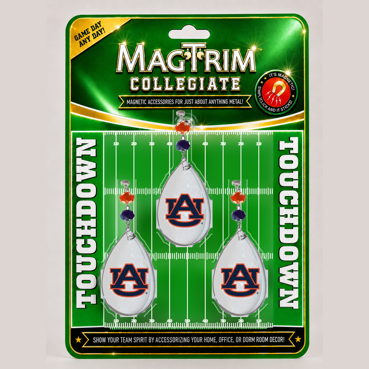 Auburn University - Logo Crystal  MAGNETIC ORNAMENT (SET/3)