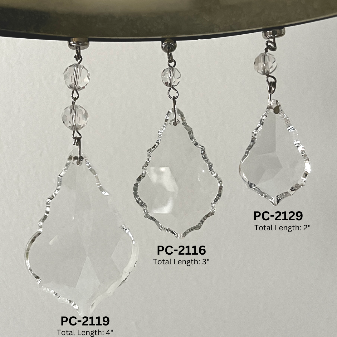 4&quot;, 3&quot;, 2.5&quot; CLEAR TRADITIONAL CRYSTAL PENDALOGUE - 3 Sizes Available - Magnetic Chandelier Crystal