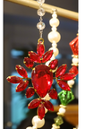 VINTAGE RED JEWEL SNOWFLAKE (Set/1) OR (SET/3) MAGNETIC CHANDELIER ORNAMENT