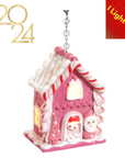 PINK LIGHT UP GINGERBREAD HOUSE (Set 1) - Multiple Styles -MAGNETIC CHANDELIER ORNAMENT