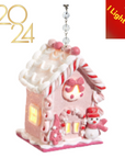 PINK LIGHT UP GINGERBREAD HOUSE (Set 1) - Multiple Styles -MAGNETIC CHANDELIER ORNAMENT