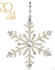 6" SILVER CRYSTAL JEWELED SNOWFLAKE (Set/1) OR (Set/3) MAGNETIC CHANDELIER ORNAMENT