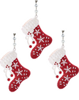 RED WHITE JEWELED STOCKING - (Set/3) MAGNETIC CHANDELIER ORNAMENT - 2 STYLES AVAILABLE