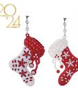 RED WHITE JEWELED STOCKING - (Set/3) MAGNETIC CHANDELIER ORNAMENT - 2 STYLES AVAILABLE