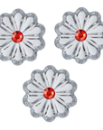 1.5" Clear SWAROVSKI ROSETTE w/ RED RHINESTONE (Set/3) Magnetic Chandelier Crystal