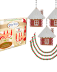 HOLIDAY CHANDELIER MAKEOVER KIT - (3) Gingerbread House + (3) 12" Red/Green Bead Crystal Garland