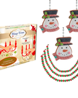 HOLIDAY CHANDELIER MAKEOVER KIT - (3) Gingerbread Snowman + (3) 12" Red/Green Bead Crystal Garland