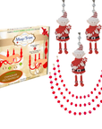 HOLIDAY CHANDELIER MAKEOVER KIT - (3) Candy Cane Elf + (3) 12" Red/White Crystal Garland