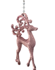 5" PINK GLITTER REINDEER (Set/3) MAGNETIC CHANDELIER ORNAMENT