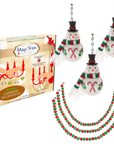 HOLIDAY CHANDELIER MAKEOVER KIT - (3) Candy Cane Snowman-Red/Green Scarf + (3) 12" Red/Green Crystal Garland
