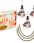 HOLIDAY CHANDELIER MAKEOVER KIT - (3) Mitten Snowman-Red/Green Scarf + (3) 12" Red/Green Crystal Garland