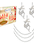 HOLIDAY CHANDELIER MAKEOVER KIT - (3) Clear Jeweled Reindeer-Prancing + (3) 12" Clear Crystal Garland