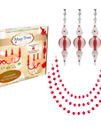 HOLIDAY CHANDELIER MAKEOVER KIT - (3) Peppermint Striped Glass Drop + (3) 12" Red/White Crystal Garland
