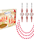 HOLIDAY CHANDELIER MAKEOVER KIT - (3) Peppermint Polka Dot Glass Drop + (3) 12" Red/White Crystal Garland