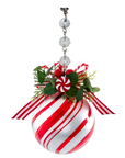 HOLLY PEPPERMINT BALL (Set/1) MAGNETIC CHANDELIER ORNAMENT