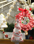 GLASS PEARL + PEPPERMINT TREE  (Set/1) MAGNETIC CHANDELIER ORNAMENT