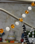 12" ORANGE/WHITE CRYSTAL BEAD MAGNETIC CHANDELIER GARLAND (Set/3)