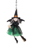 HALLOWEEN CHANDELIER MAKEOVER KIT - (3) Black/Green Witch + (3) 12" Green/Gold Crystal Bead Garland