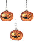 GLASS PUMPKIN w/FACE -  (Set/1) - MAGNETIC HALLOWEEN ORNAMENT