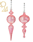 9" PINK GLASS FINIAL (Set/1) MAGNETIC CHANDELIER ORNAMENT - 2 STYLES AVAILABLE