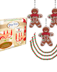 HOLIDAY CHANDELIER MAKEOVER KIT - (3) Gingerbread Girl + (3) 12" Red/Green Bead Crystal Garland