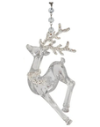 5" CLEAR GLITTER REINDEER (Set/3) MAGNETIC CHANDELIER ORNAMENT