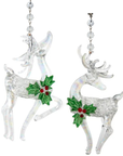 4.5" GLASS HOLLY REINDEER (Set/1) - 2 Styles Available - MAGNETIC CHRISTMAS ORNAMENT