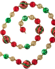 72" ( 6 Feet) Red/Green/Gold LARGE BALL Magnetic Holiday Garland