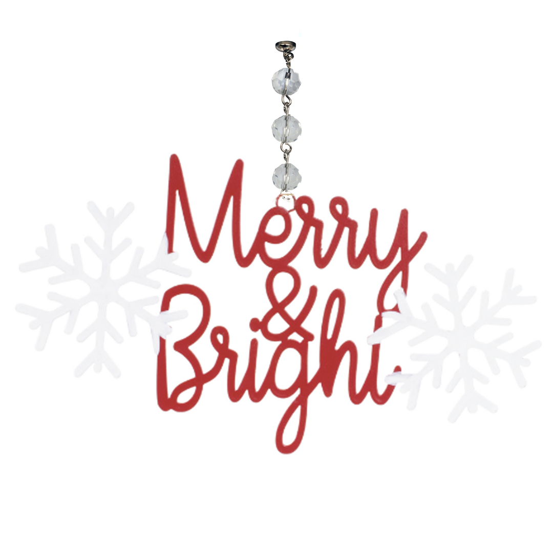 RED/WHITE MERRY &amp; BRIGHT (Set/1) MAGNETIC CHANDELIER ORNAMENT