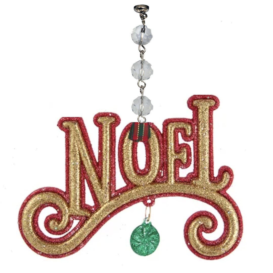 RED/GOLD NOEL (Set/3) MAGNETIC CHANDELIER ORNAMENT