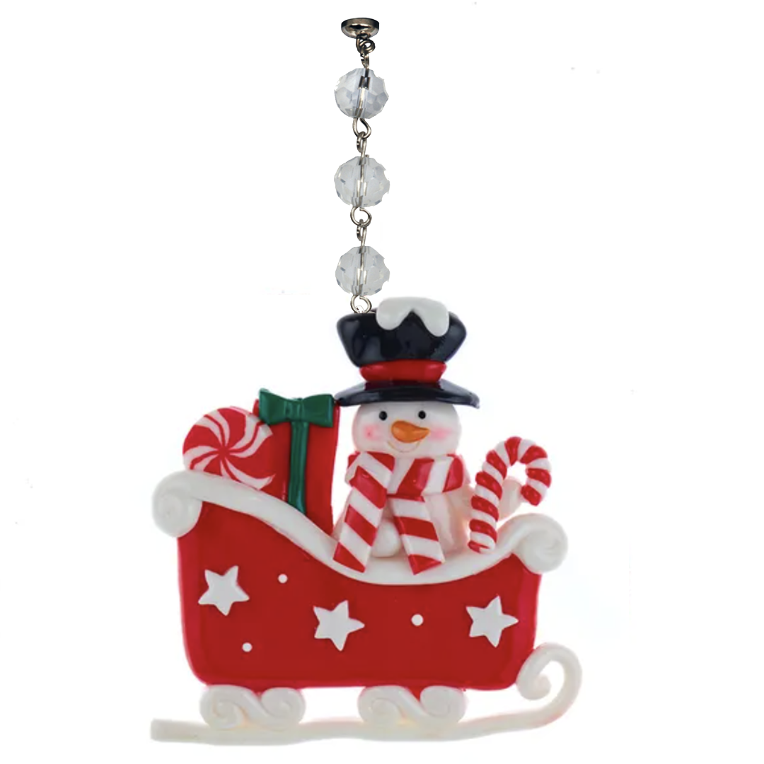 SNOWMAN SLEIGH (Set/3) MAGNETIC CHANDELIER ORNAMENT